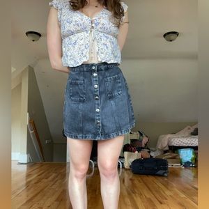 Urban Outfitters Button Up Dark Wash Denim Skirt